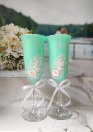 бокалы на свадьбу тиффани,зеленые фото