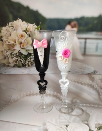 Свадебные бокалы Жених и Невеста&quot;Классика&quot; с розовым декором 2 шт 23см 100352