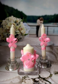 Свадебные свечи розовые 3 шт. &quot;Аделина&quot; 200423