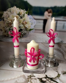 Свадебные свечи семейный очаг малиновые 3 шт. &quot;Аделина&quot;  200430
