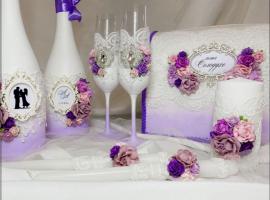 фиолетовые свадебные аксессуары фото