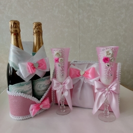 Свадебный набор розовый 4 предмета 300687