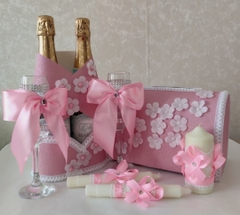 Свадебный набор розовый 7 предметов 300679