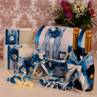 Свадебный набор синий  &quot; Яблоневый цвет&quot;  11 предметов100655