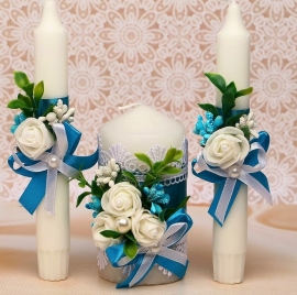 Свадебные свечи Роспись синяя №40