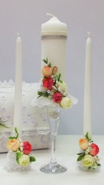Свечи свадебные кораллово-персиковые &quot; PIONY&quot; 3 шт 004107