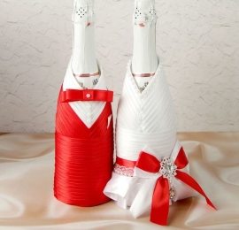 Тубы на свадебное шампанское красно-белые &quot; Шик&quot; Жених и Невеста  100704