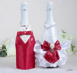 Тубы на свадебное шампанское малиновые &quot;Шик&quot; Жених и Невеста 100707