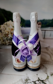 Украшение на свадебное шампанское фиолетовое&quot;Жанет&quot;  300353