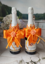 Украшение на свадебное шампанское оранжевое 2 шт. &quot;Восторг&quot; 200122