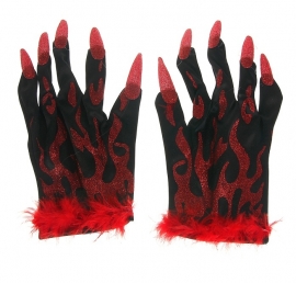перчатки с когтями черные, перчатки с когтями красные