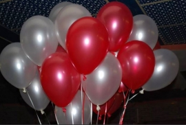 Воздушные шарики белые, красные 25шт. 04337