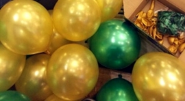 Воздушные шары изумрудные, золотистые 25 шт.004179