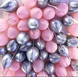 Воздушные шары серебристые розовые 25шь. 05028