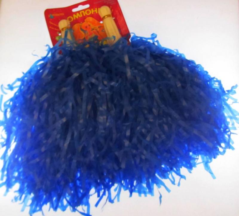 Султанчики для детского танца, помпоны для черлидинга синие фольгированные 2 шт. 00455
