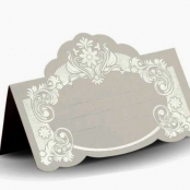 банкетная карточка белая с серебром