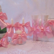 розовая коллекция свадебных аксессуаров фото