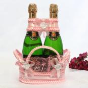 розовые корзиночки для свадебного шампанского фото