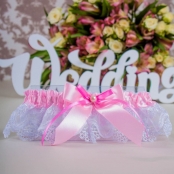свадебная подвязка розовая кружевная