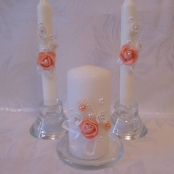 персиковые свадебные свечи фото