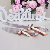 нож и лопатка для свадебного торта коричневые шоколадные фото