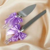 нож и лопатка для торта сиреневые фото