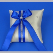 подушечка для колец синяя с жемчужной лентой