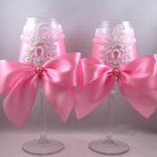 розовые свадебные бокалы ручной работы