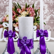 свадебные свечи фиолетовые купить