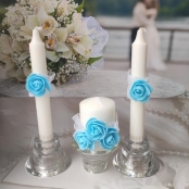 голубые свадебные свечи очаг фото