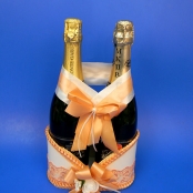 свадебная корзинка персиковая для шампанского купить