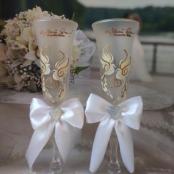 свадебные бокалы белые ручной работы с голубями совет да любовь