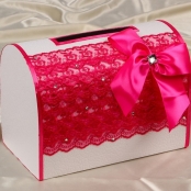 свадебная коробка для денег малиновая фото