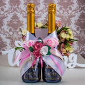 украшение на шампанское розовое фото