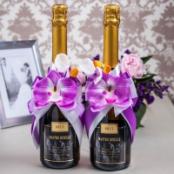 украшение на шампанское фиолетовые орхидеи