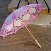 кружевной зонт розовый купить