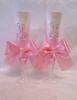 свадебные бокалы розовые с бантами фото