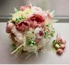 Букет дублер на свадьбу из пионов айвори и коралловых роз PREMIUM  004607