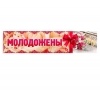 Наклейка на номер свадебной машины " Молодожены" с букетом 000486