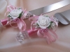 нож и лопатка для свадебного торта розовые фото