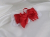 кружевная свадебная подвязка белая с красным бантом фото