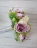 Свадебный букет-дублер из молочных роз, лавандовых роз и гортензий 000147